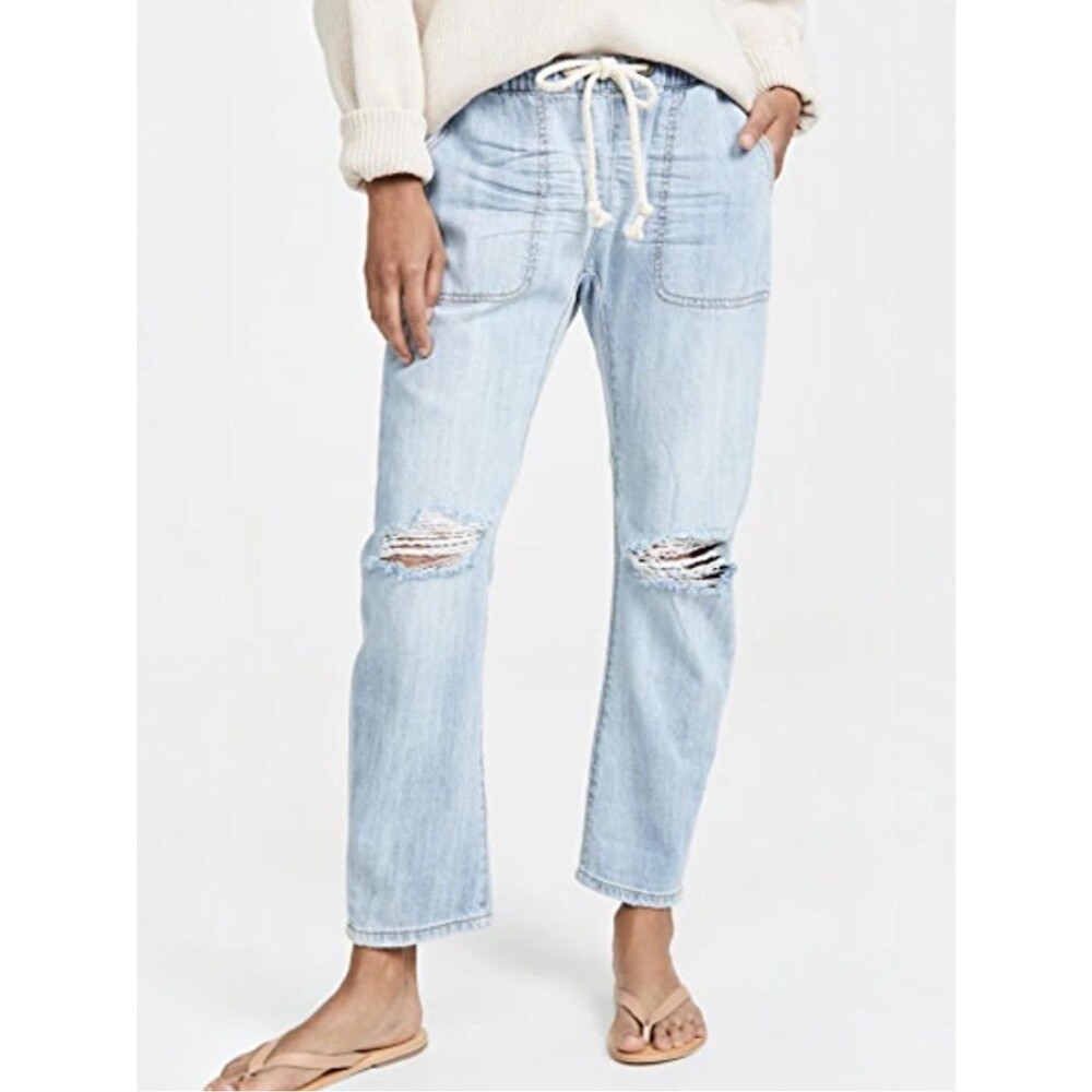 One Teaspoon Shabbies Drawstring Slouchy Jeans Light Wash Pull On Size Medium